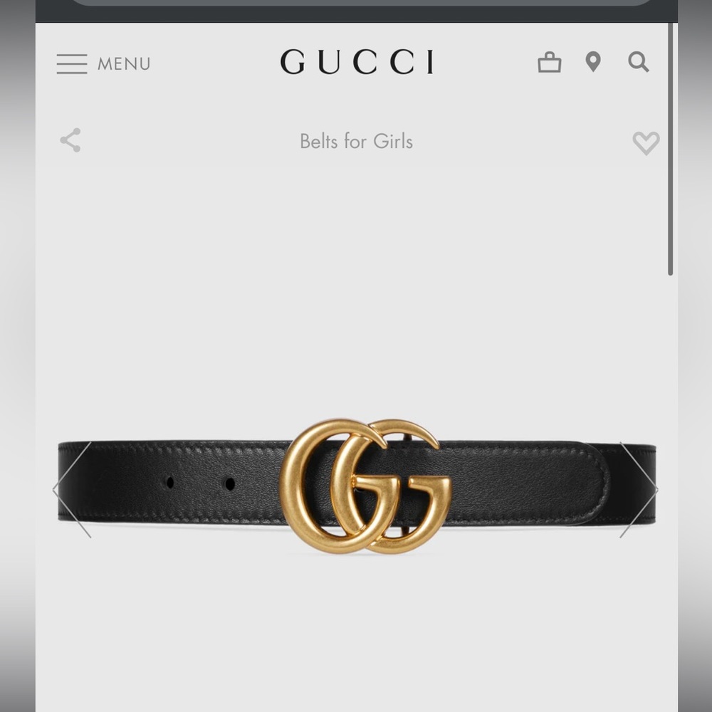 Gucci GG children’s belt black + gold hardware